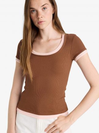 تیشرت زنانه قهوه ای دفکتو