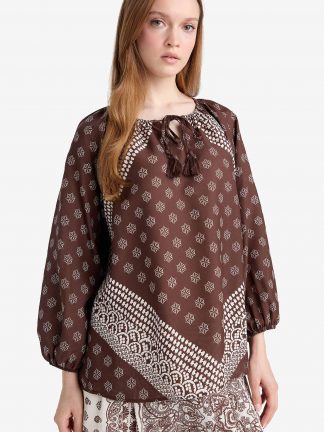 بلوز زنانه قهوه ای دفکتو