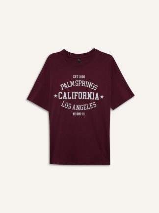 تیشرت زنانه زرشکی دفکتو