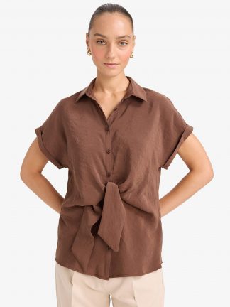 بلوز زنانه قهوه ای دفکتو