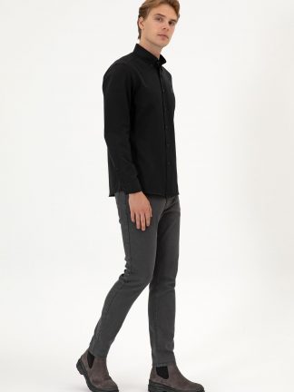 پیراهن آستین بلند مردانه مشکی یو اس پولو