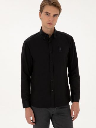 پیراهن آستین بلند مردانه مشکی یو اس پولو