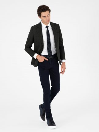 شلوار جین اسلیم فیت مردانه سرمه ای تیره کاشارل