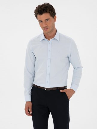 پیراهن رسمی مردانه آبی روشن پیرکاردین