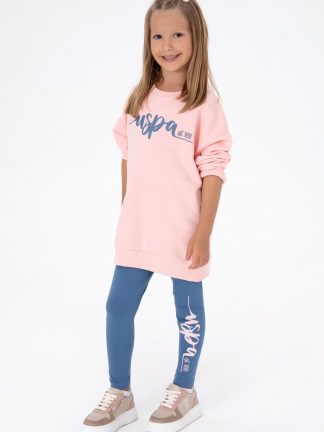 لباس راحتی دخترانه صورتی روشن یو اس پولو