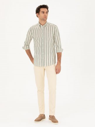 شلوار جین اسلیم فیت مردانه بژ کاشارل