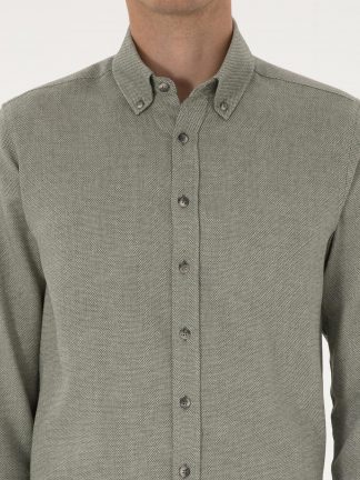 پیراهن آستین بلند مردانه سبز پیرکاردین