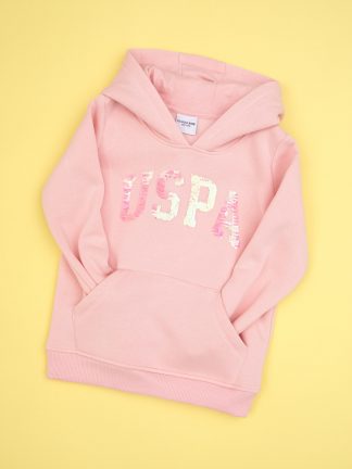 هودی دخترانه صورتی پودری یو اس پولو