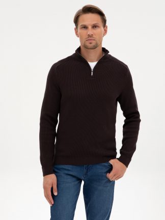 پلیور مردانه قهوه ای تیره پیرکاردین