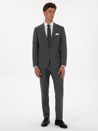 کت و شلوار مردانه خاکی ملانژ پیرکاردین