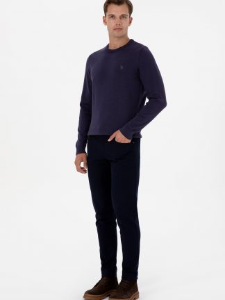 شلوار کتان مردانه سرمه ای یو اس پولو