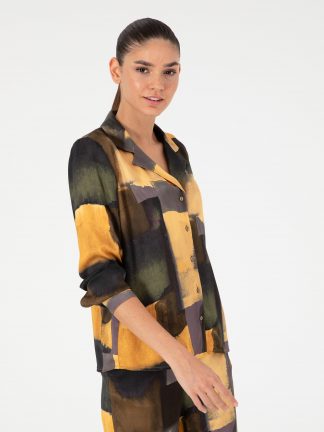 شومیز زنانه زعفرانی پیرکاردین