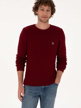 پلیور مردانه زرشکی یو اس پولو