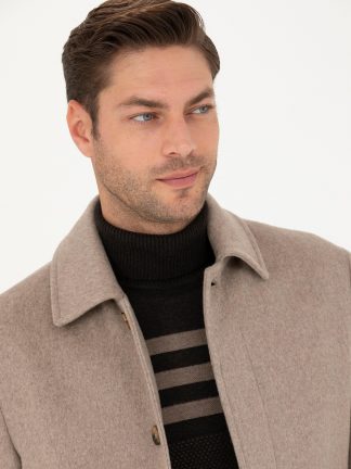 پالتو مردانه قهوه ای روشن پیرکاردین