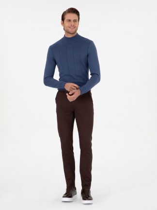 شلوار کتان مردانه قهوه ای تیره پیرکاردین