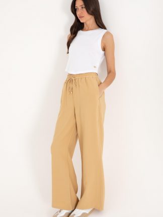 شلوار کتان زنانه شتری یو اس پولو