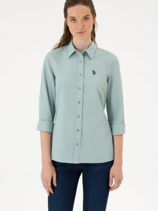 شومیز زنانه نعنایی یو اس پولو