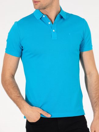 پولوشرت مردانه آبی فیروزه ای کاشارل
