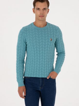 پلیور مردانه نعنایی تیره یو اس پولو