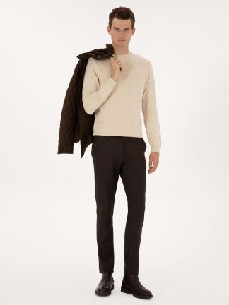 شلوار کتان مردانه قهوه ای پیرکاردین