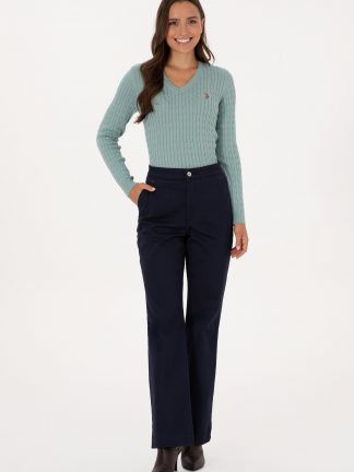 شلوار کتان زنانه سرمه ای یو اس پولو