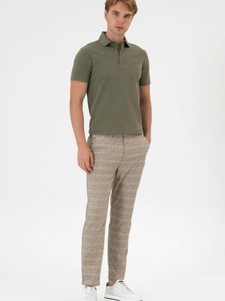 شلوار کتان مردانه خاکی تیره یو اس پولو