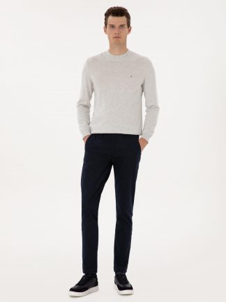 شلوار کتان مردانه سرمه ای پیرکاردین