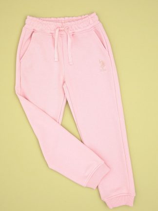 شلوار راحتی دخترانه صورتی پودری یو اس پولو
