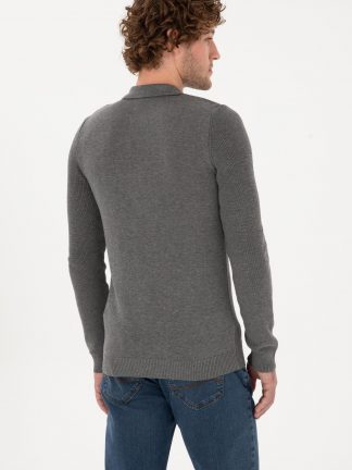 پلیور مردانه خاکی ملانژ یو اس پولو