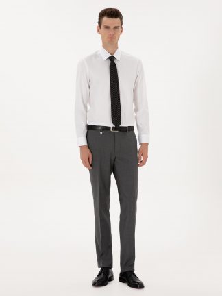 شلوار پارچه ای مردانه خاکی ملانژ پیرکاردین