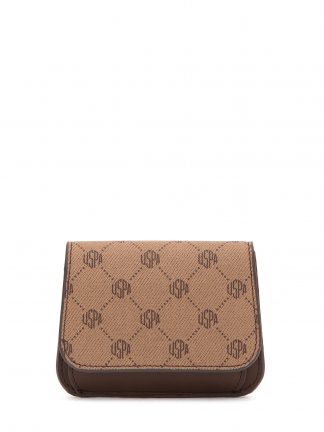 کیف پول زنانه قهوه ای یو اس پولو