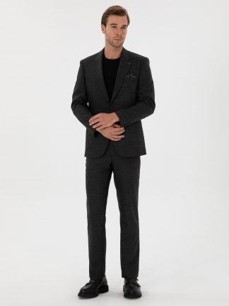 کت و شلوار مردانه خاکستری تیره کاشارل