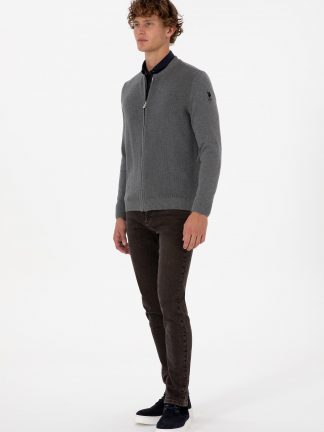 ژاکت مردانه خاکی ملانژ یو اس پولو