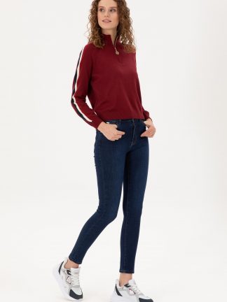 شلوار جین اسلیم فیت زنانه آبی تیره یو اس پولو