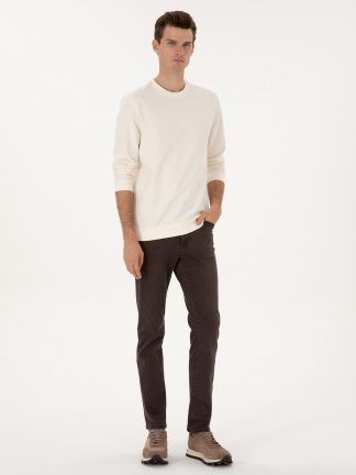 شلوار جین اسلیم فیت مردانه قهوه ای پیرکاردین