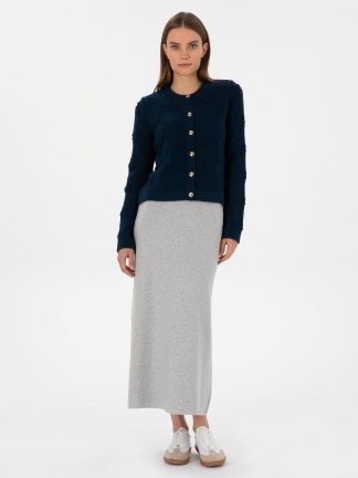 دامن زنانه خاکی ملانژ پیرکاردین