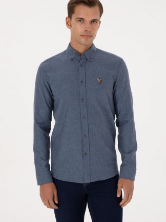 پیراهن آستین بلند مردانه نیلی یو اس پولو