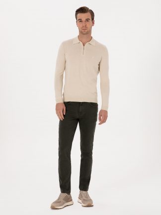 شلوار جین اسلیم فیت مردانه سبز کاشارل