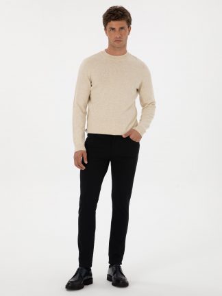 شلوار کتان مردانه سرمه ای پیرکاردین