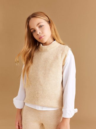 پلیور دخترانه بژ دفکتو