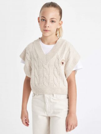 پلیور دخترانه بژ دفکتو