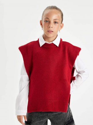 پلیور دخترانه قرمز دفکتو