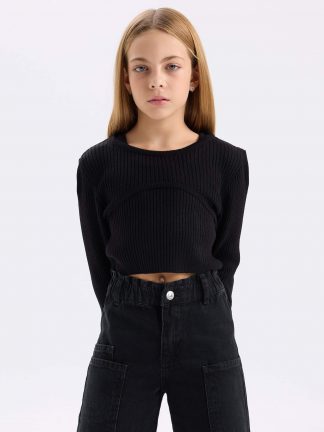 پلیور دخترانه مشکی دفکتو