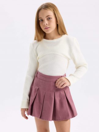 پلیور دخترانه بژ دفکتو