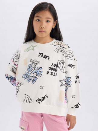 سویشرت دخترانه بژ دفکتو