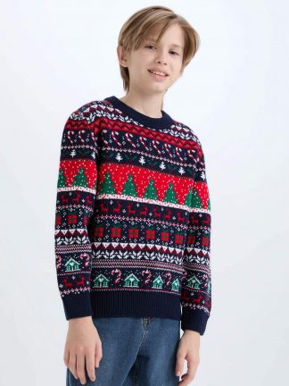 پلیور پسرانه سرمه ای دفکتو