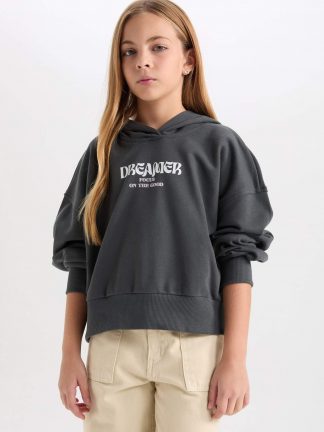 هودی دخترانه سبز تیره دفکتو