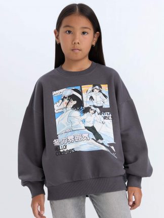 سویشرت دخترانه خاکستری تیره دفکتو