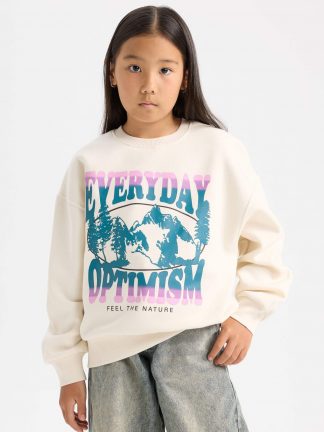 سویشرت دخترانه بژ دفکتو