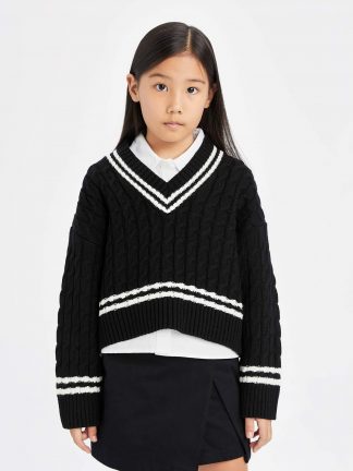 پلیور دخترانه مشکی دفکتو